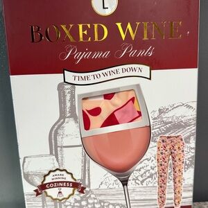 Boxed Wine Pajama Pants with Red and Pink Pattern